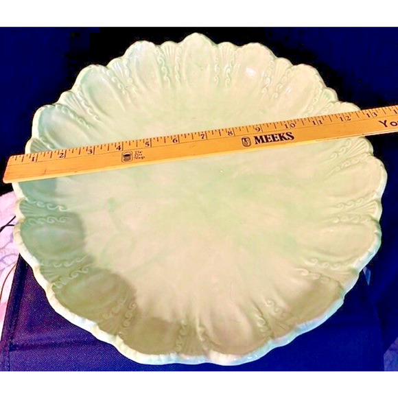 Victorian Style GREEN Ornate Ceramic Pitcher with Wash Basin Hand Painted - Picture 7 of 11